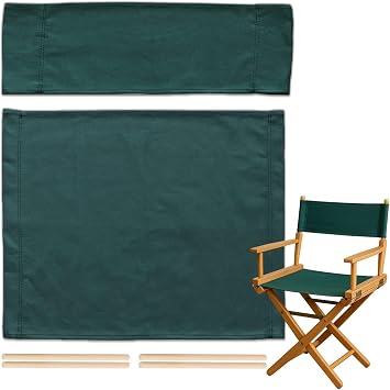 STAY GENT Directors Chair Canvas Replacement Kit 21"L x 8"W - 21"L x 16.5"W Replacement Canvas Durable Cotton Canvas Seat & Back Covers for Home,Model Artist,Makeup,Show Dressing Room, 1 Set Green