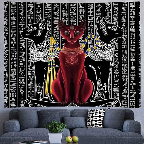 Miniatura 2 de XSISTER - Tapiz de mitología egipcia, Dios, gato, animal, misterioso, personajes antiguos, bestia, faraón, mascota, patrón de Dios, decoración