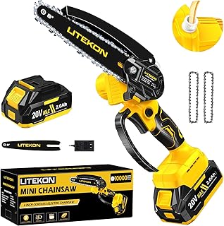Cordless Mini Chainsaw Kit with 2000mAh Battery & Quick Charger & 2 Chains - 2025 Upgraded Best 6Inch Electric Chain Saw with Auto-Oil System, Brushles High Power Motor - Perfect for Gifts
