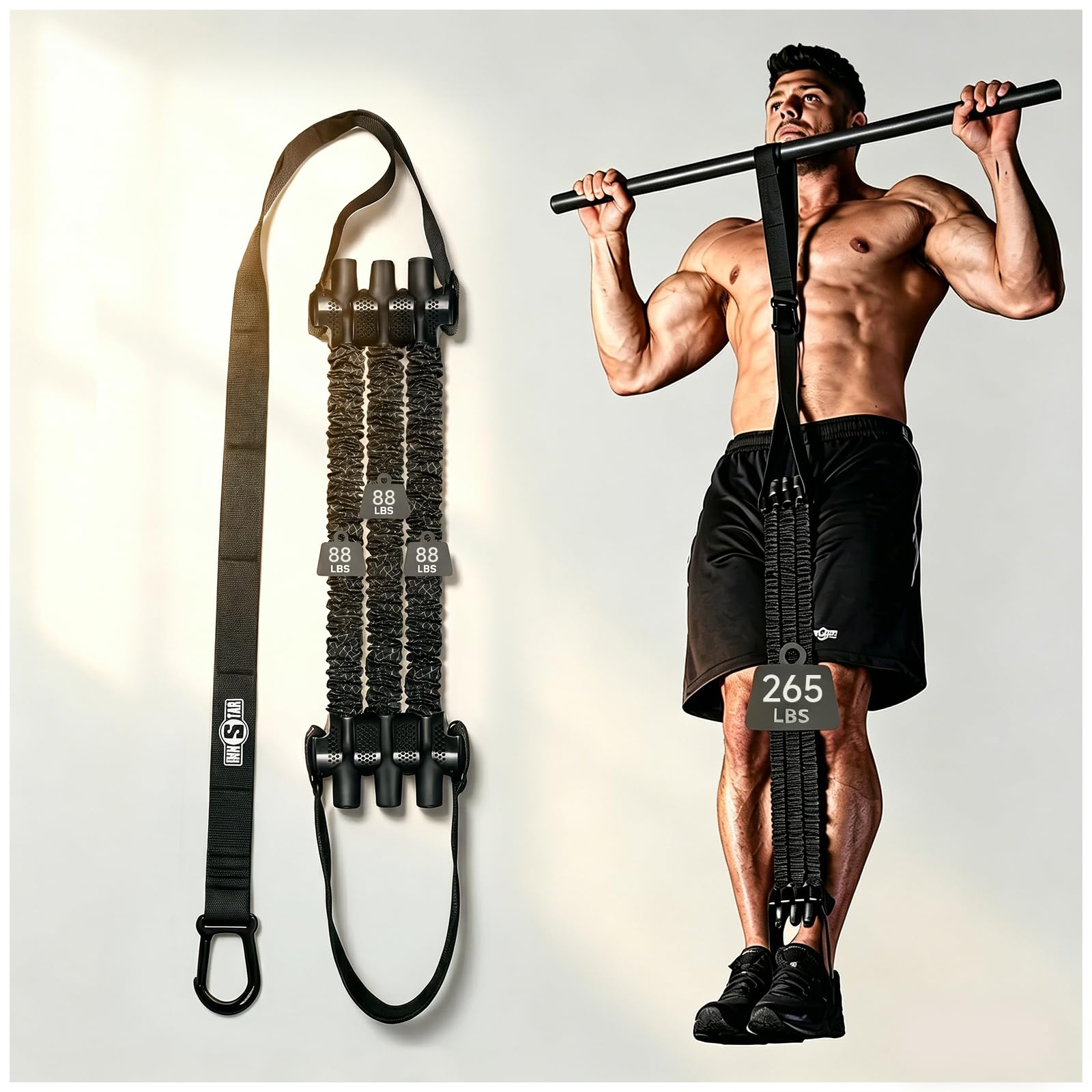 INNSTAR Pull up Assist Band System Adjustable Anti Snap Chin Up Assistance Elastic Resistance Band “Patent Pending” (Cyan) — image 1