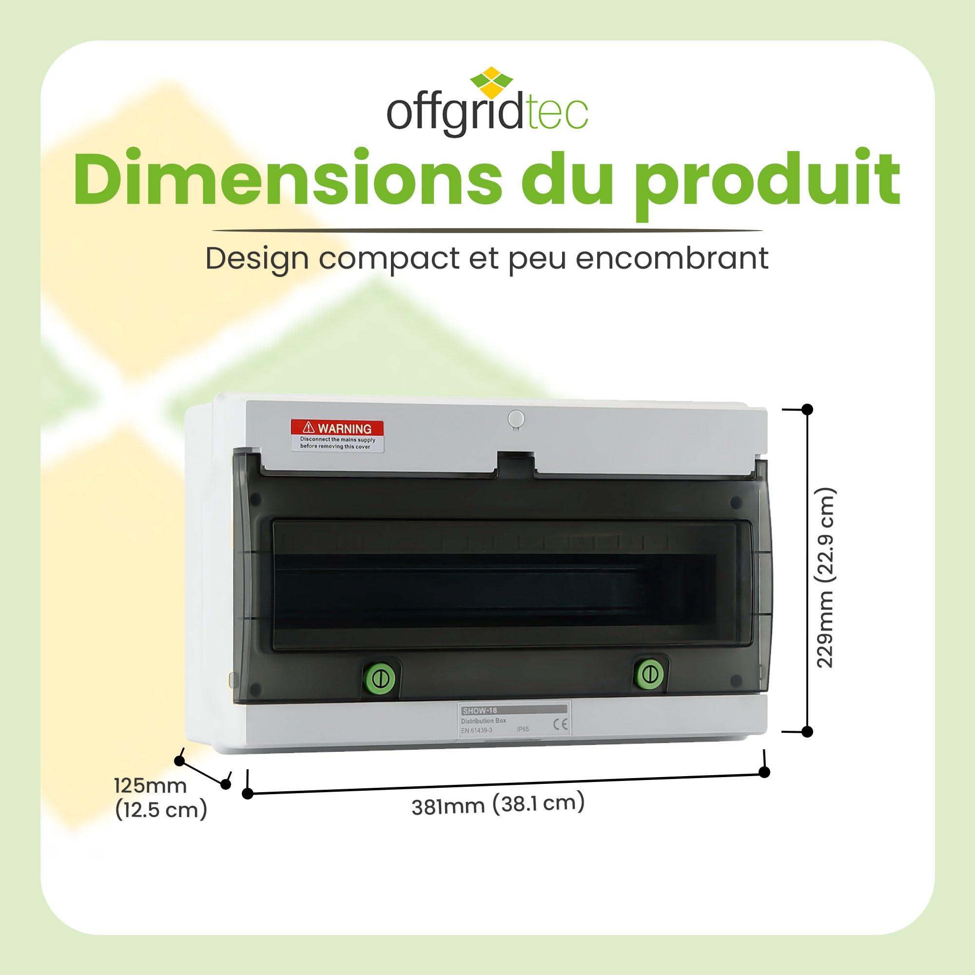 Offgridtec Coffret de distribution 18 TE avec rail DIN, IP66 étanche