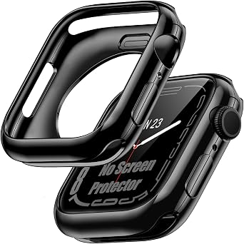 [2 Pack] Goton Bumper Case for Apple Watch 40mm, [No Screen Protector] Slim Soft Shockproof Case Cover Bumper Protector Accessories for iWatch SE 3/SE 2/SE, Series 6/5/4, 40mm Black+Black