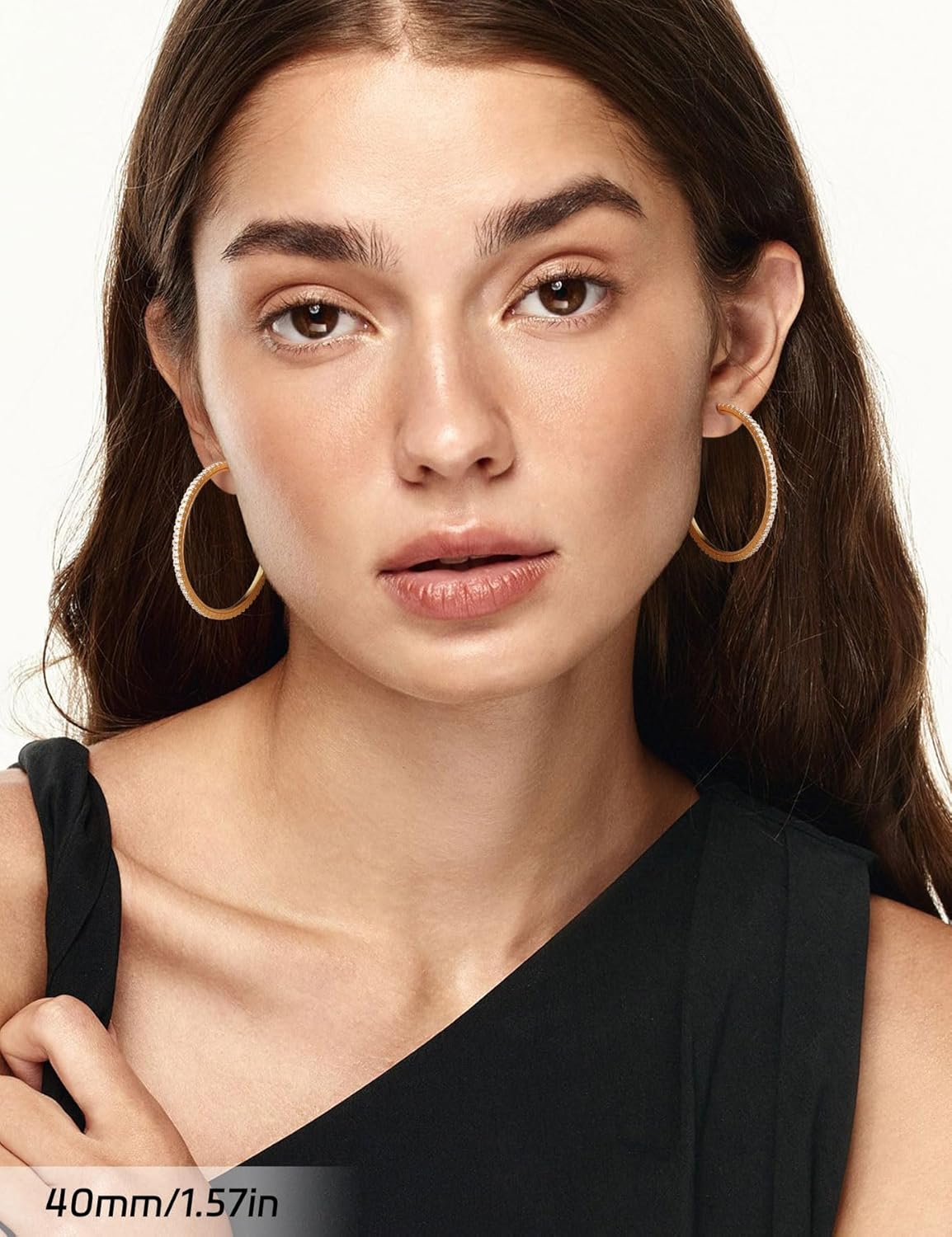 Ladylike Moissanite Hoop Earrings, 1.17-2.19cttw D Color VVS1, 925 Sterling Silver Large Huggie Hoop Earrings for Women, Hypoallergenic Lightweight Wedding Ear Jewelry, 30mm 40mm 50mm - Image 2