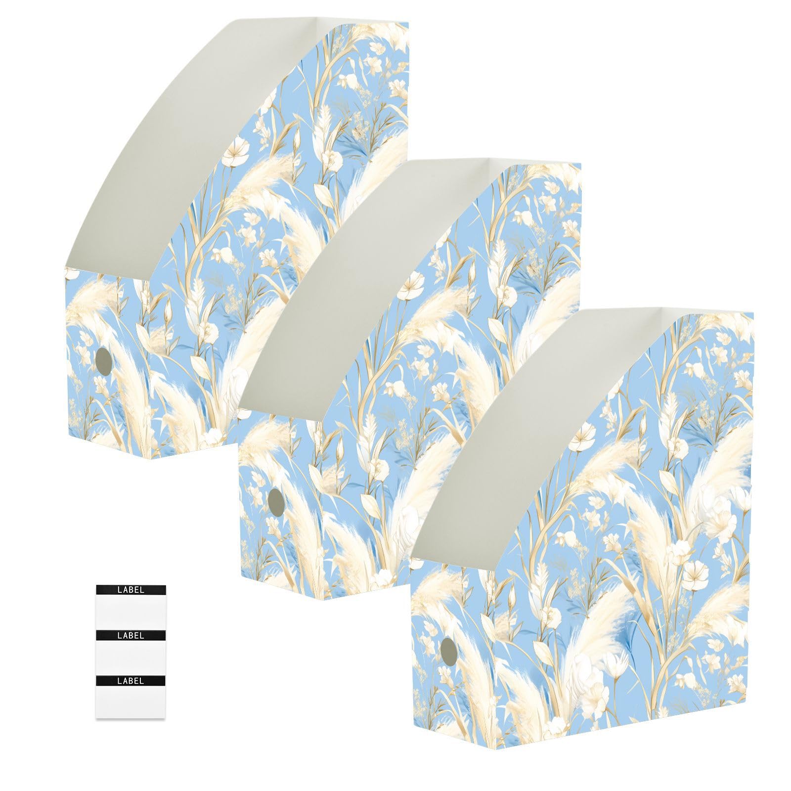 Boîte rangement magazine pliable bleu clair aquarelle pampa 22,9x30,5 cm