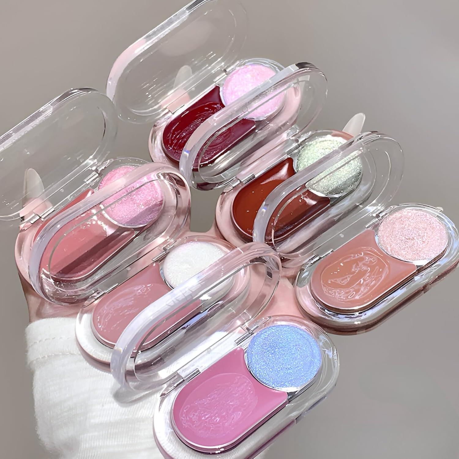 Gege Bear Highlighting Blush Cream | Lightweight Blendable Texture | Glass Skin Shiny Effect for Cheeks | 2-in-1 Blush and Highlighter Compact | Gloss Finish for Women Girls | Perfect for Warm Undertones | Shimmer & Glossy Makeup for Women (01#Lavender Dream, 1.8g+2g)-image-37
