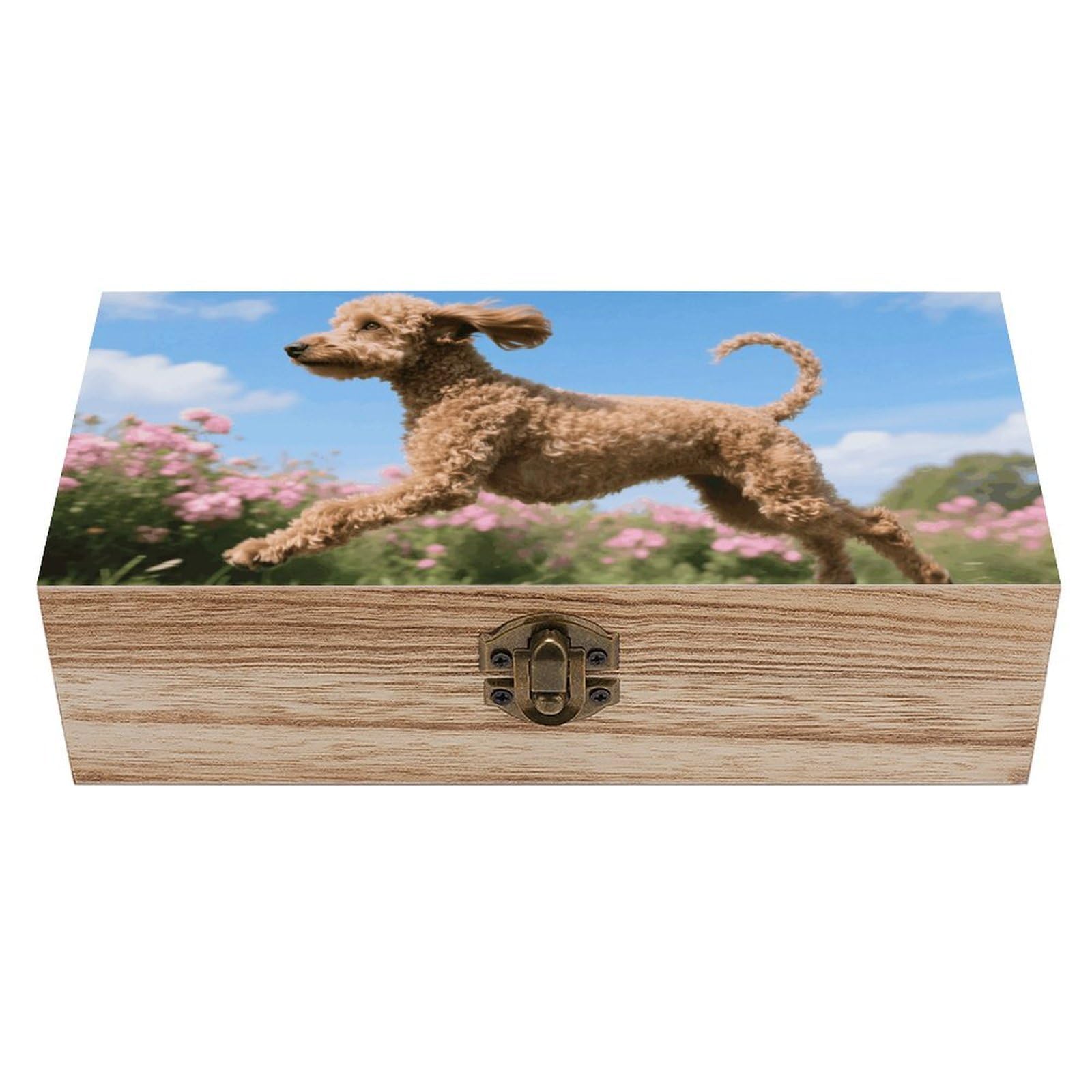 asbwuo Poodles Dog Wooden Keepsake Box Storage Boxes with Hinged Lid