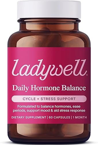 Ladywell Cápsulas diarias de equilibrio hormonal Suplemento de salud específico para la mujer Adaptógenos, vitaminas, hongos funcionales,