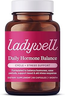 Ladywell Daily Hormone Balance Capsules | Natural Cycle Support for Women | Supports Mood, Bloating, Cramps, Skin Health & Cravings | with Chasteberry, B Vitamins, Ashwagandha, Saffron & More | 60 Ct