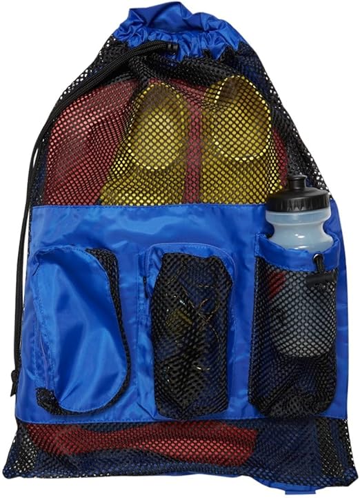 Sporti Swimming Equipment Bag Zipper Pocket, Mesh Drawstring Backpack, Drawstring Bags, Big Mesh Backpack for Workout Gear