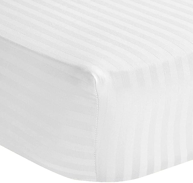 AmigoZone Extra Deep 16"(40cm) Fitted Sheets 100% Egyptian Cotton 300 Thread Sateen Strip Super Soft Fitted Sheet (White, Single)
