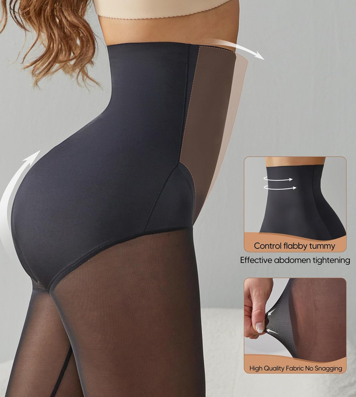 Tummy Control Footless Shapewear Leggings High Waisted Tummy Control Body Shaper Thigh Slimmer - Image 2