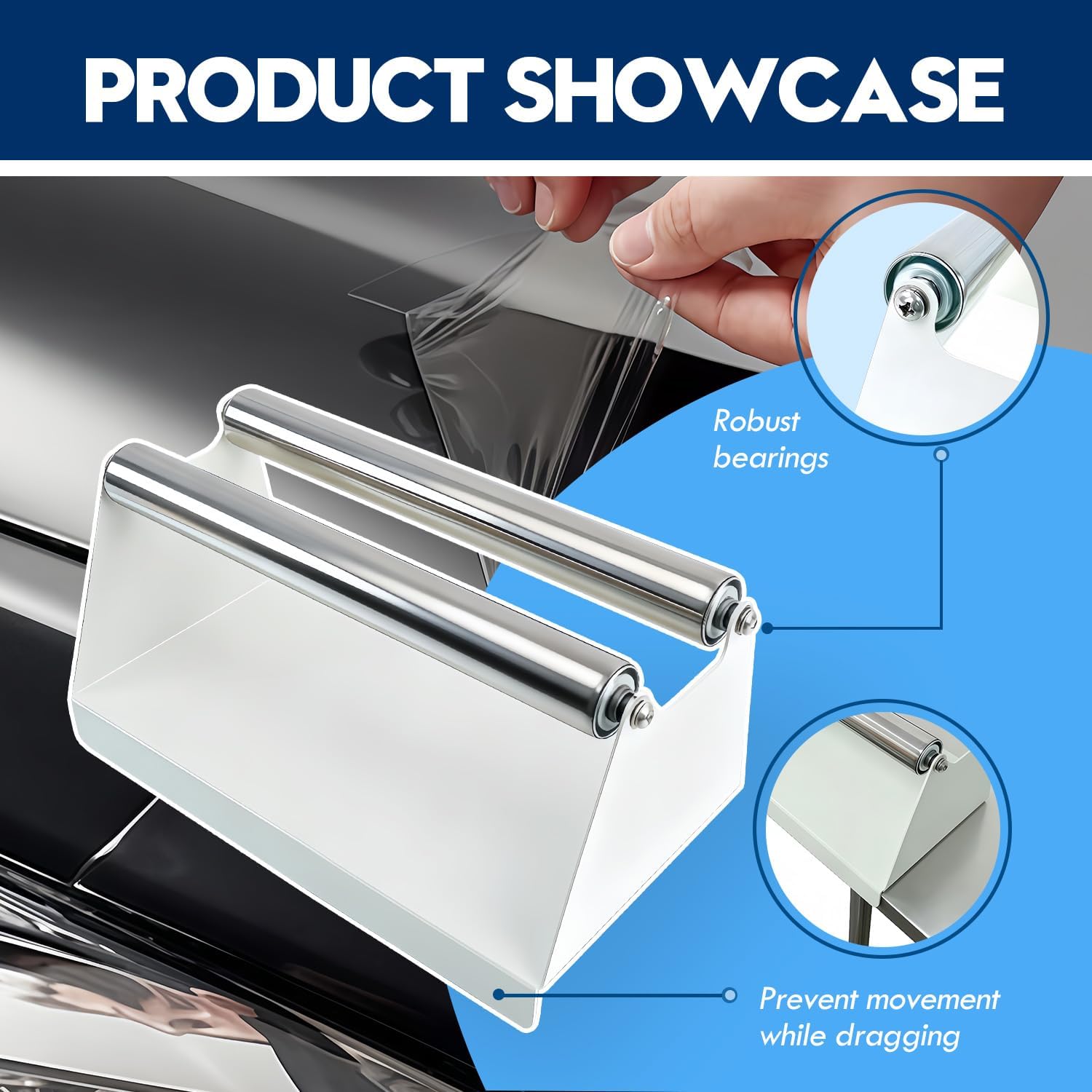 Premium Metal Vinyl Roll Display Holder, Fit for Wallpaper, Applying Window Film, Transfer Paper, TapeMedia Roll Holder Mobile, Double-Layer Metal Drum Rod, White Spray Paint