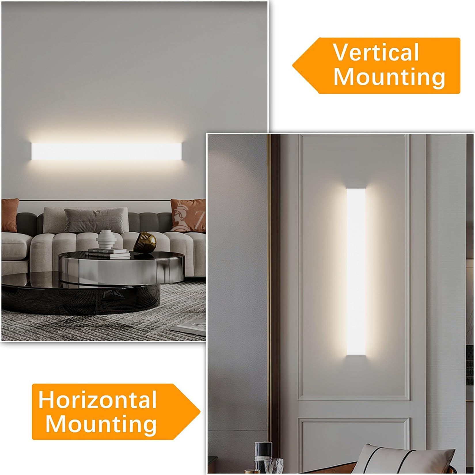 Klighten 30W Wandleuchte Innen LED 83CM Wandlampe Up Down Wandbeleuchtung Naturweiß 4500K für Schlafzimmer Wohnzimmer Flur Treppen (Weiß)