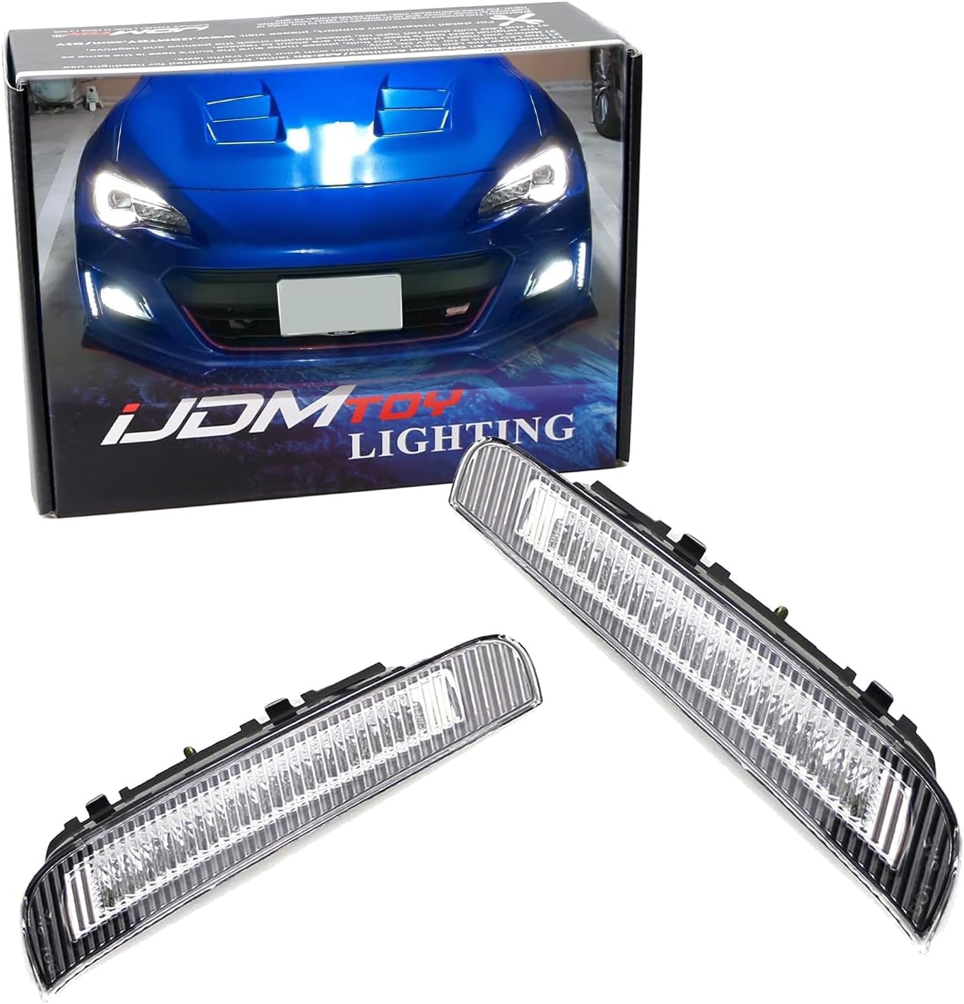iJDMTOY JDM Style Exact Fit Xenon White LED Daytime Running Light Kit Compatible with 2017-2021 LCI Subaru BRZ, Clear Lens
