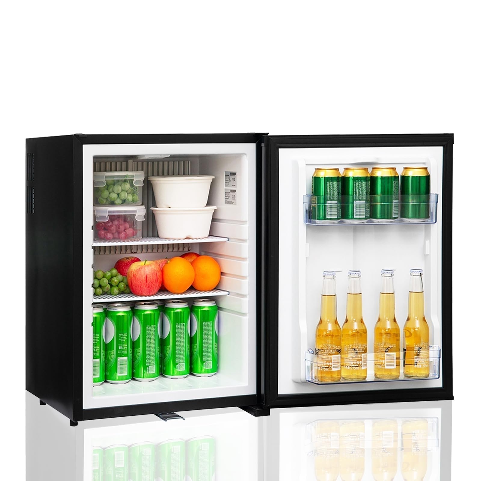 Smad 12v Kühlschrank 60L, Camping Kühlschrank 12v 230v, mit Schloss, Leiser Kühlschrank für Wohnwagen, wohnmobil,Camper, Auto, Büro,RV, 0-10℃, Wendetür, Schwarz