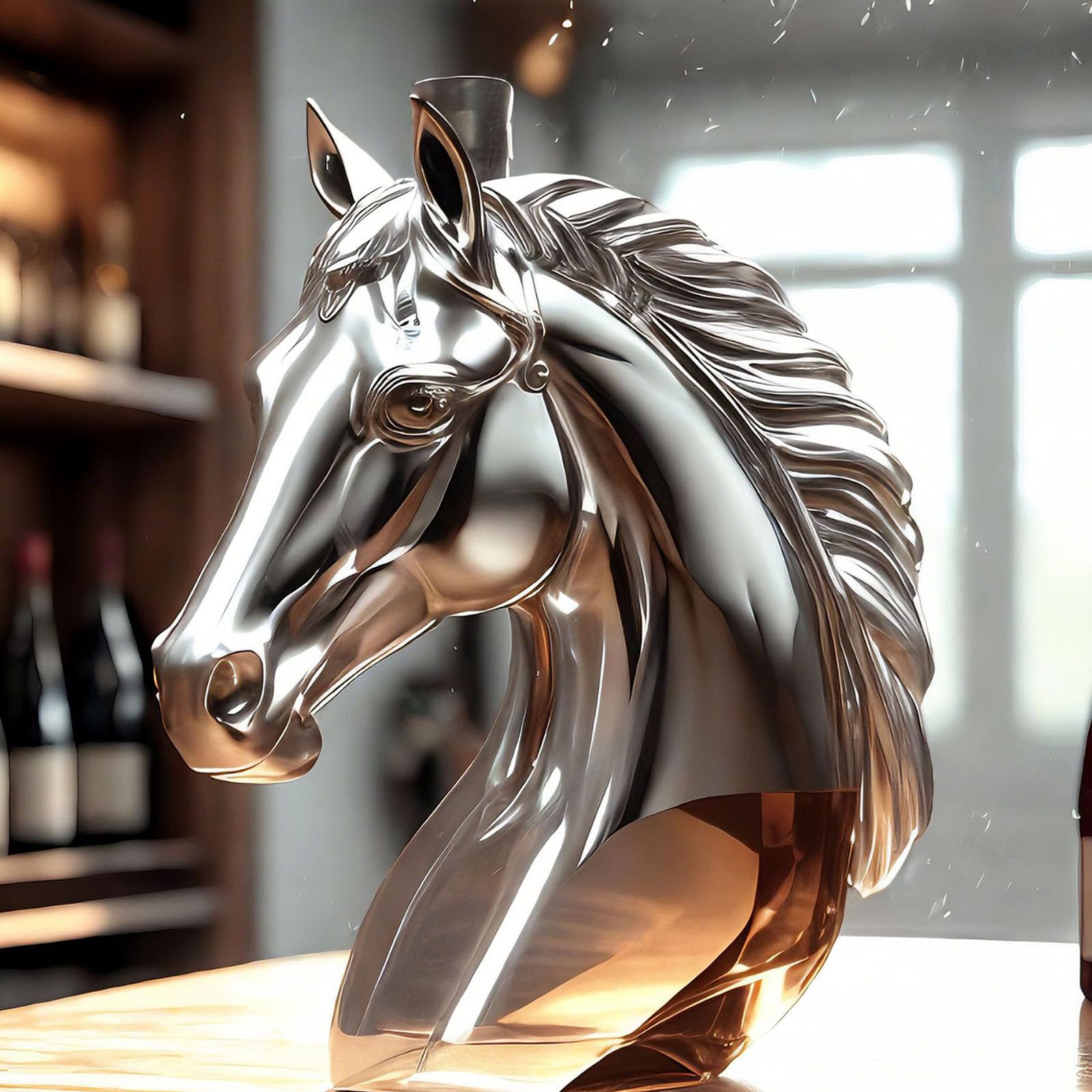 Contenitore Creativo per Whisky Ispirato alla Testa Cavallo, Bottiglia liquore Resistente alla Rottura, Regalo per Appassionati Bourbon, Decanter per Whisky a Forma Testa Cavallo