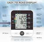 ARM-TYPE Electronic Blood Pressure Monitor Machine for Home Use, Automatic Digital BP cuff with Large LCD Display, 2x99 Memory, Adjustable Upper Arm Cuff 22-44cm (Black)