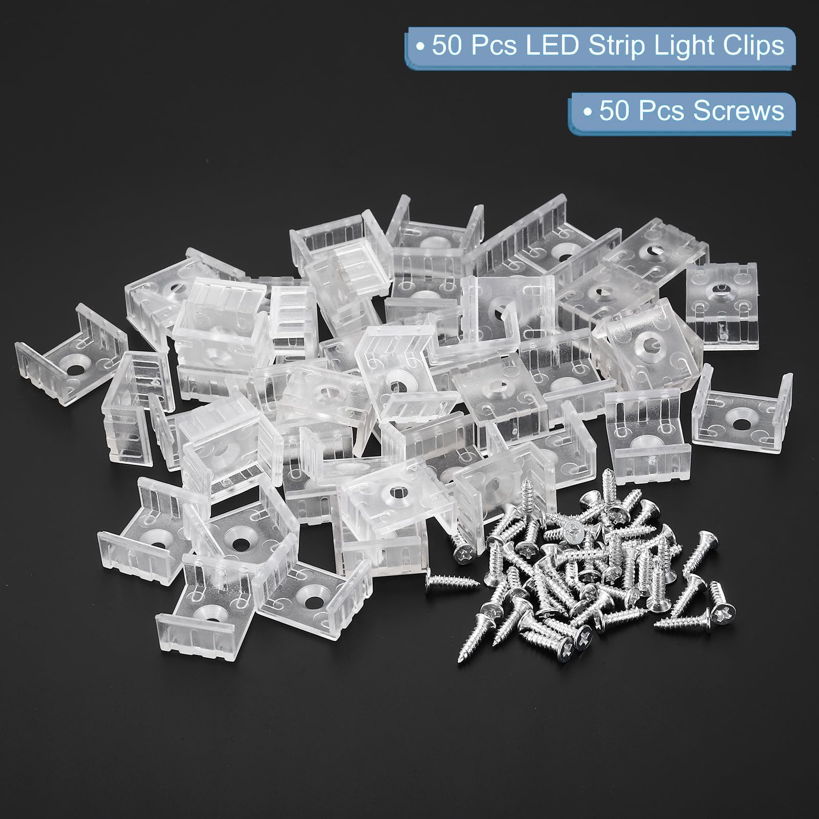 TOP-VIGOR 50Pcs LED Strip Light Clips, Waterproof Mounting Bracket Fixing Clips Plastic Clamp Holders with Screws - Image 3