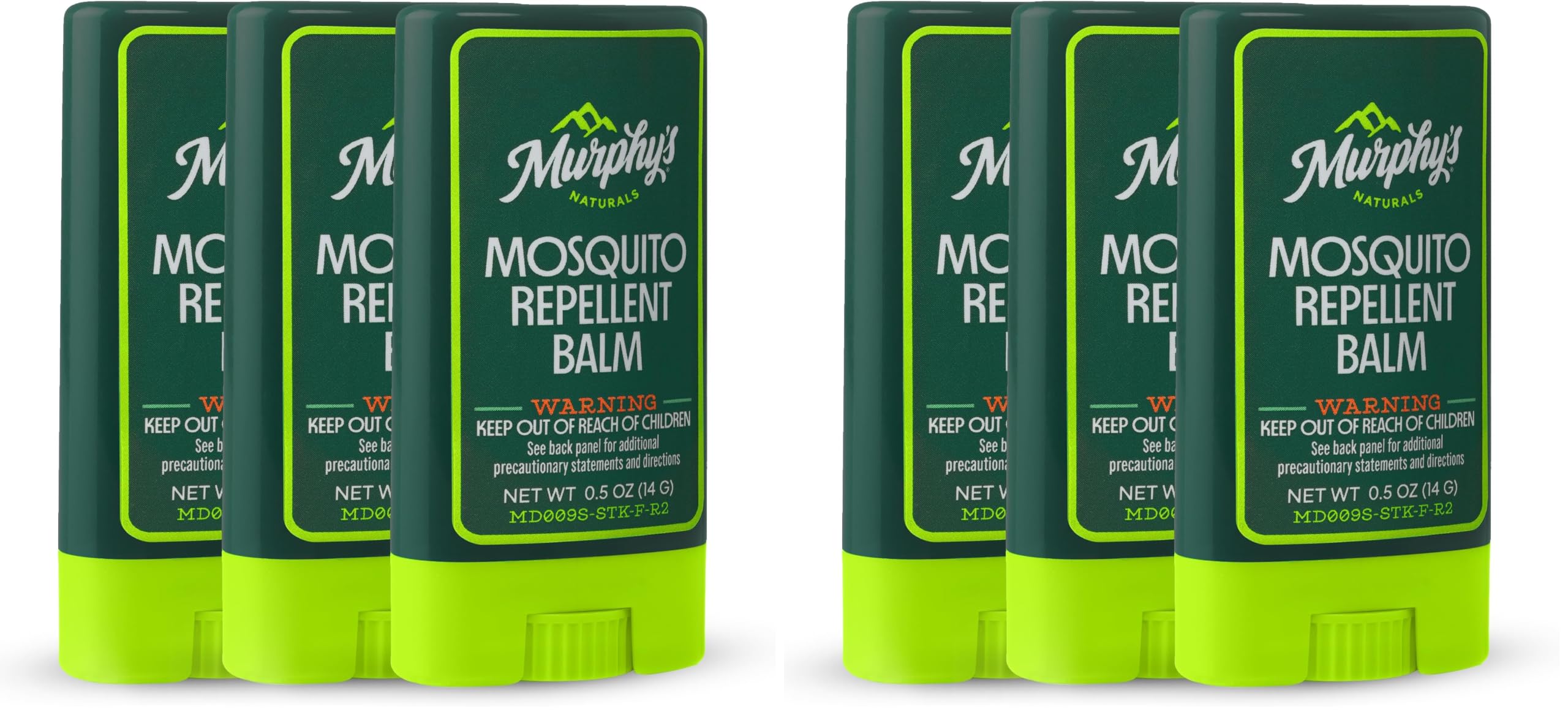 Murphy's Naturals Mosquito Repellent Balm Stick, Plant-Based Ingredients, Travel-Pocket Size, 0.5oz Each, 6-Pack