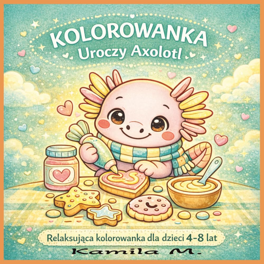 Kolorowanka Uroczy Axolotl: Relaksująca kolorowanka dla dzieci 4-8 lat