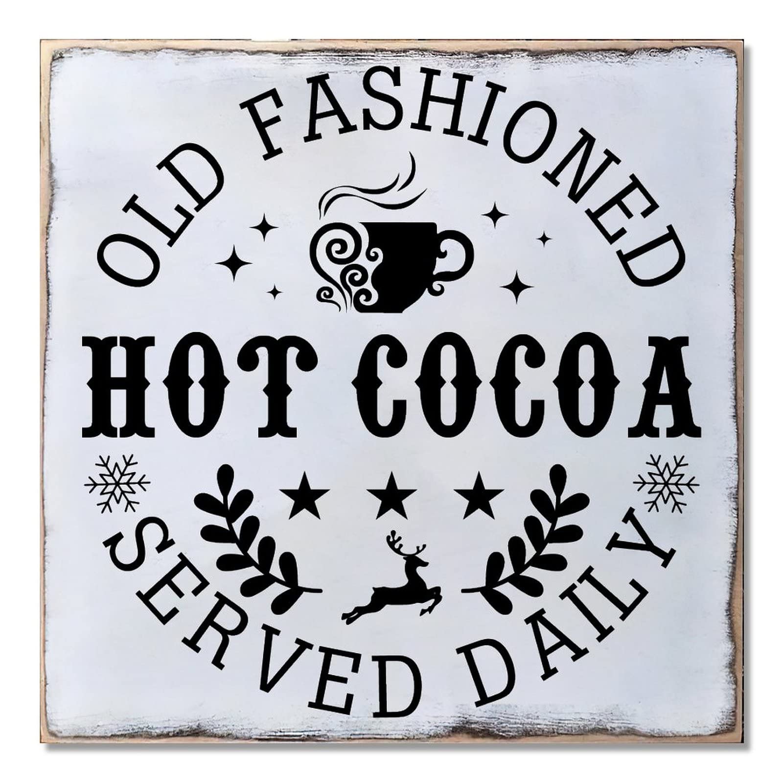 Panneau Hot Cocoa style ferme en bois pour partager la magie de Noël