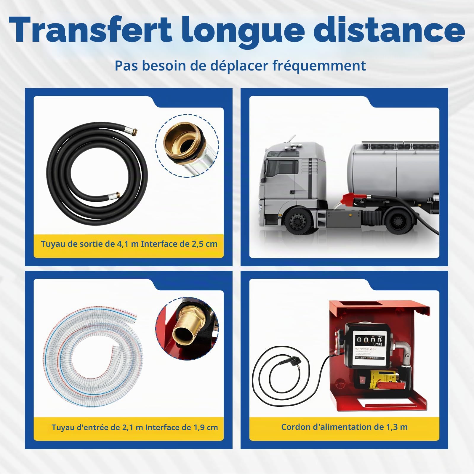 Pompe à diesel 230 V auto-amorçante 500 W Pompe à mazout Pompe à huile professionnelle 50 l/min Pompe à carburant auto-amorçante avec pistolet automatique, compteur et tuyau de 4 m