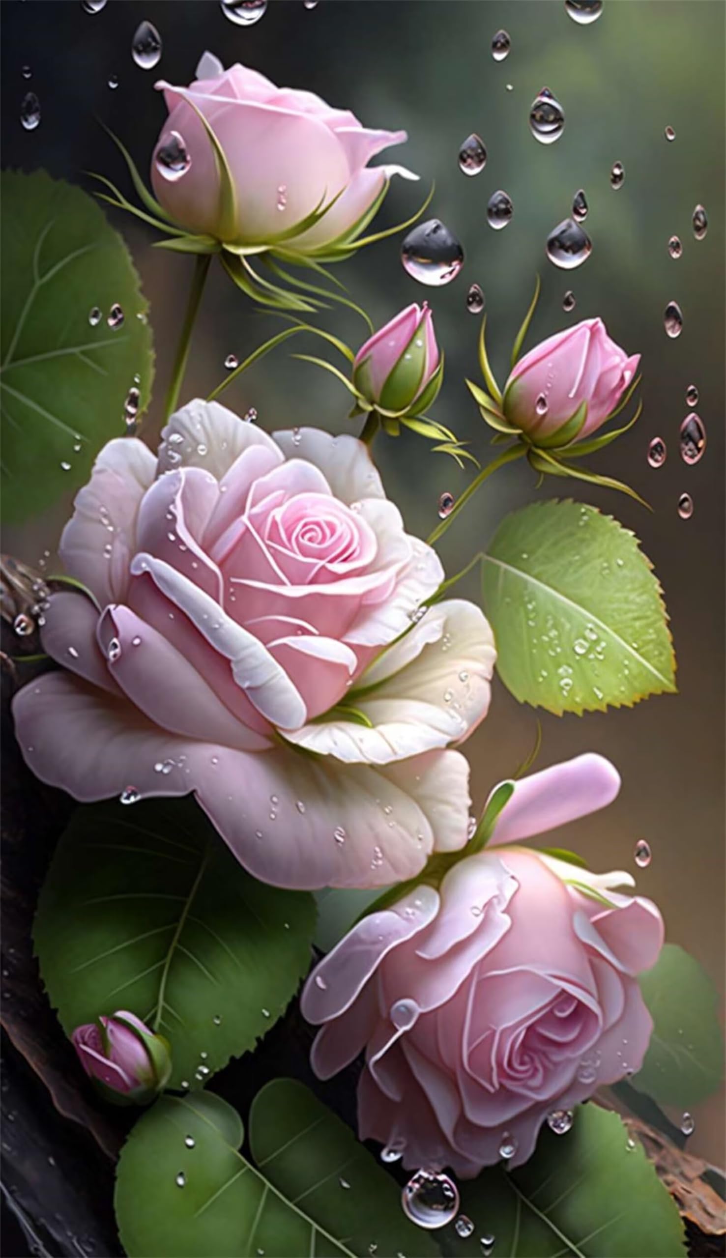 Puzzle dla dorosłych, 1000 elementów, różowe róże, droplety, grafika, puzzle 75 x 50 cm, kolorowe puzzle "zrób to sam" do dekoracji domu, rodzinne puzzle dla początkujących i dzieci
