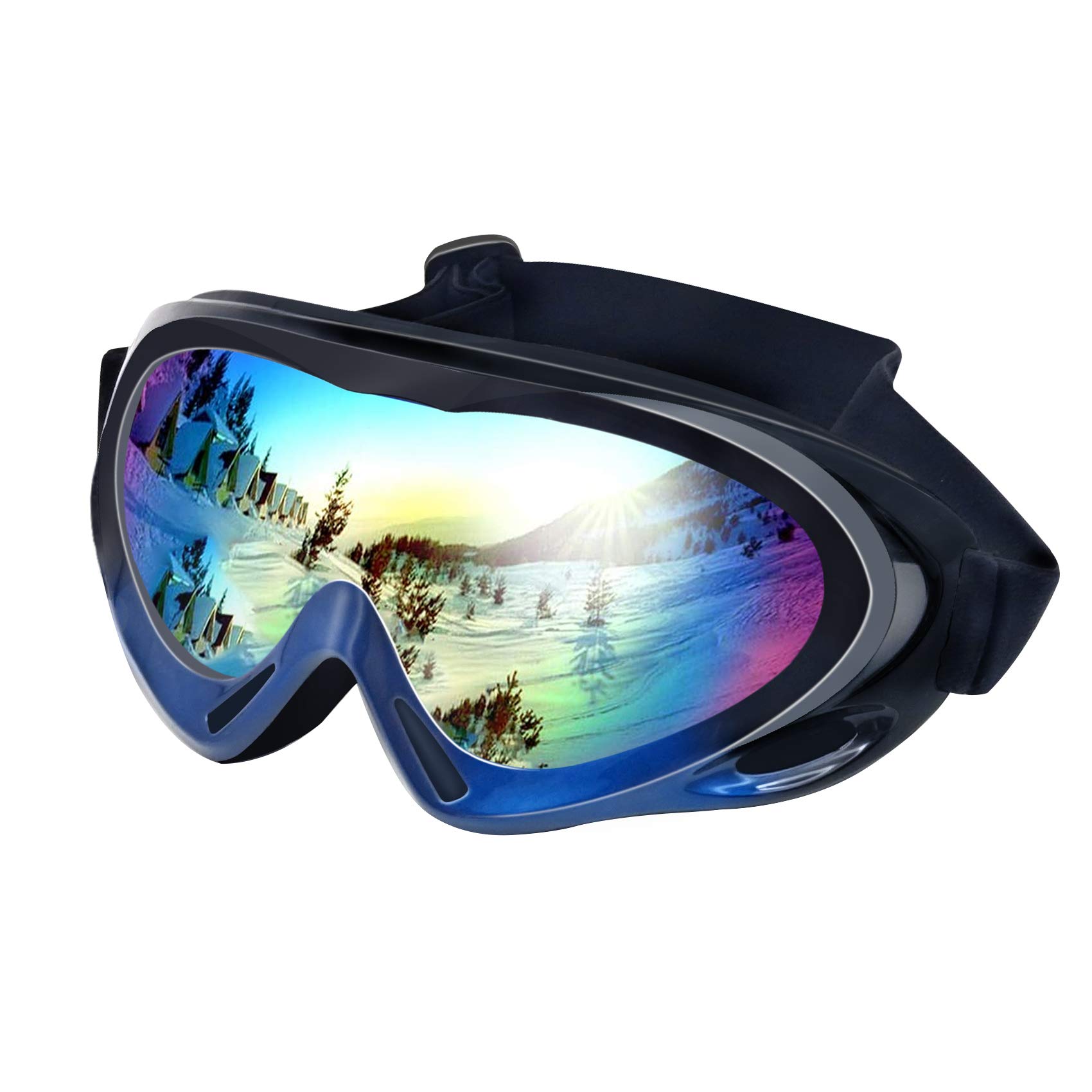 IOOI Ski Snowboard Goggles with Anti-Fog UV Protection for Men Women Youth, Anti-Slip Adjustable Strap Wind Resistance for Sledding and Snowball Fights