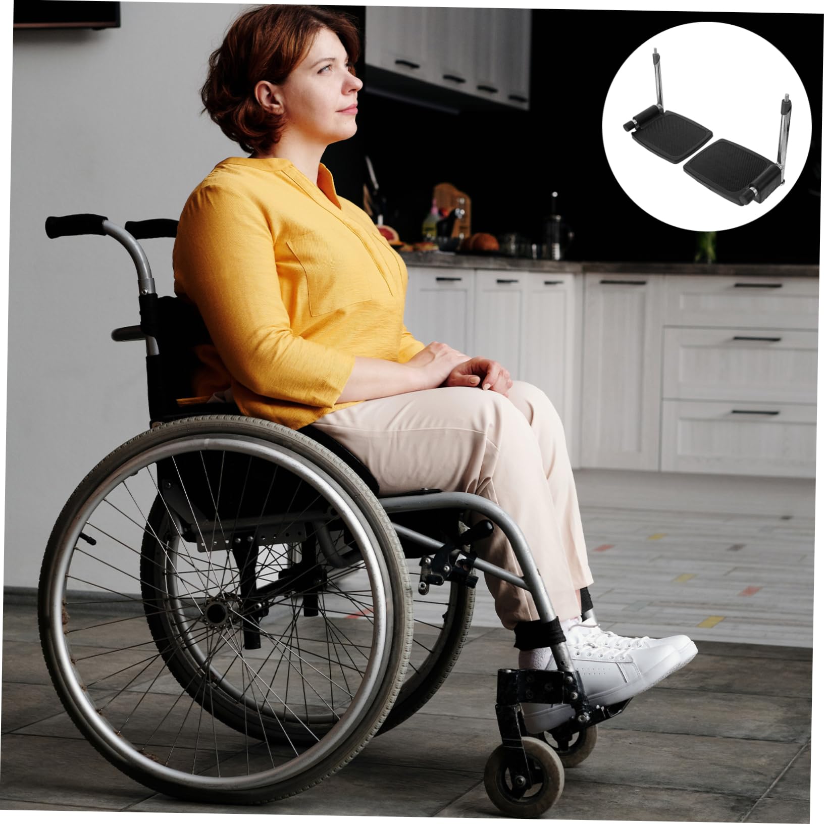 Happyyami Reposapiés Reemplazables para Sillas de Ruedas Pedales de Aluminio Ligero Accesorios para Reposapiés Instalación Rápida y Soporte Ergonómico para Usuarios de Sillas de Ruedas