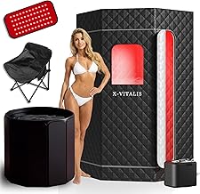 Upgraded Steam Sauna Portable with Red Light Therapy with Ice Bath Tub for Home Personal Home Spa Contrast Therapy (Black)