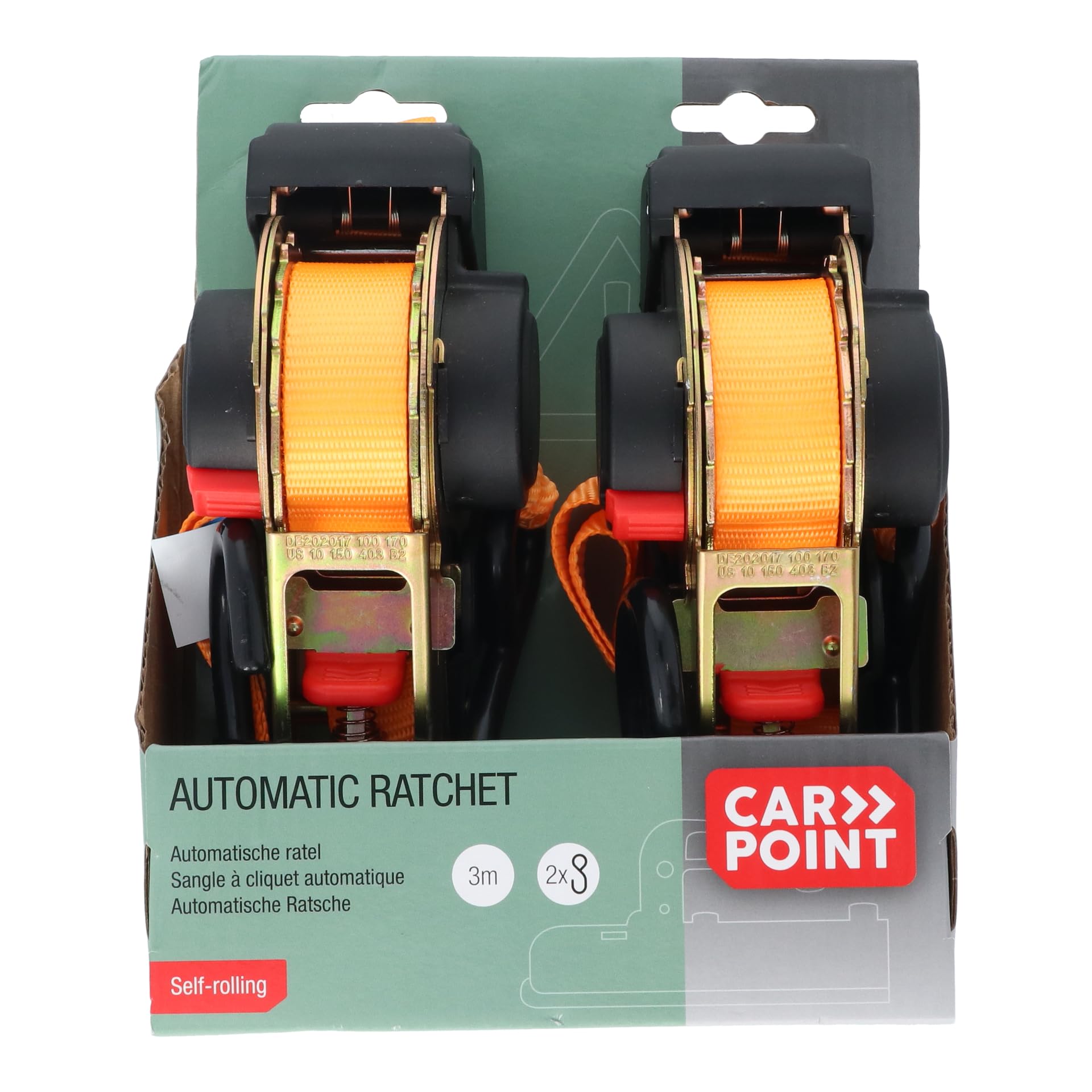 CARPOINT Cinghie di fissaggio 0923259 25mm Poliestere, Acciaio 3m
