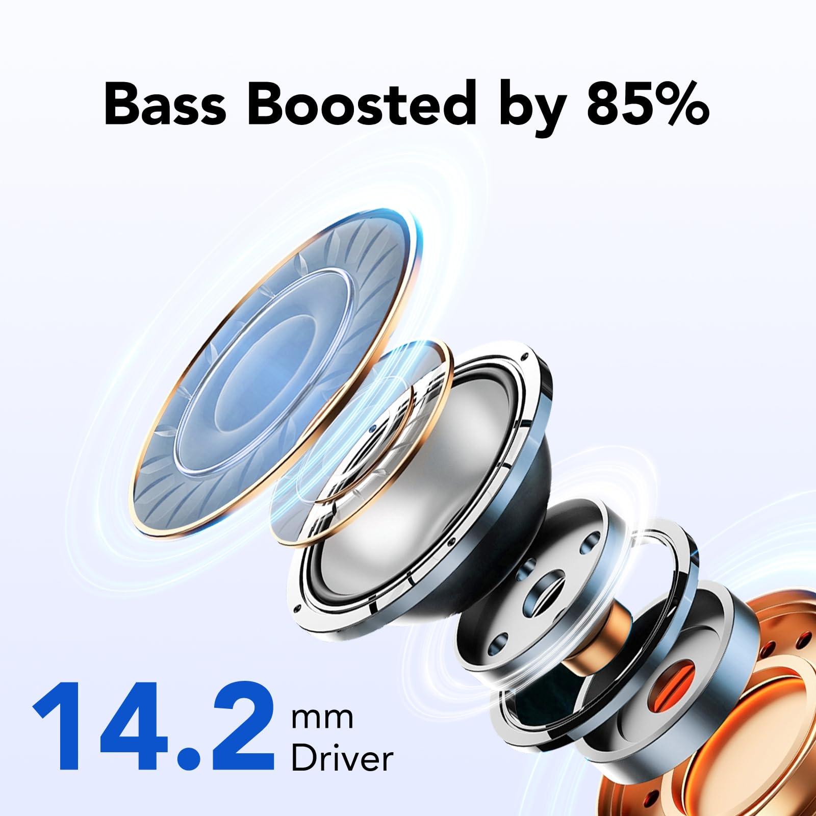 IKT Cuffie Bluetooth, 2024 Auricolari Bluetooth 5.3 Stereo HiFi con 4 HD Mic, Blu classico