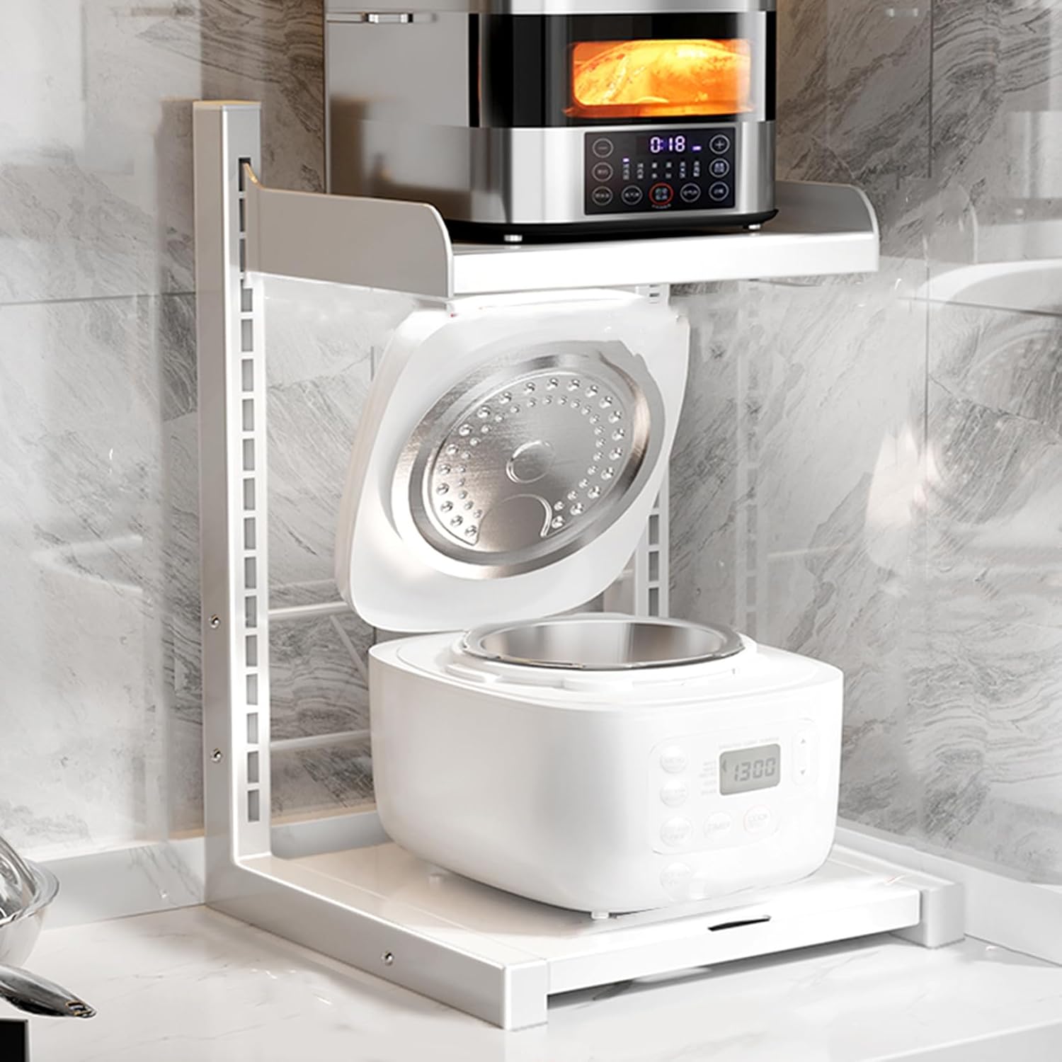 CZLZY キッチンラック レンジ台 ホワイト キッチン棚 食器棚 スライド CZLZY キッチンラック レンジ台 ホワイト キッチン棚 食器棚 スライド