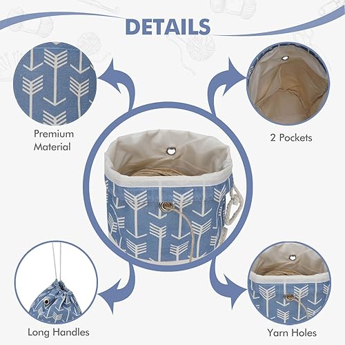 Vista 109 de TOGETRUE Bolsa de hilo, pequeña bolsa de ganchillo para tejer, organizador de bolsas de almacenamiento de hilo portátil para proyectos de ganchillo