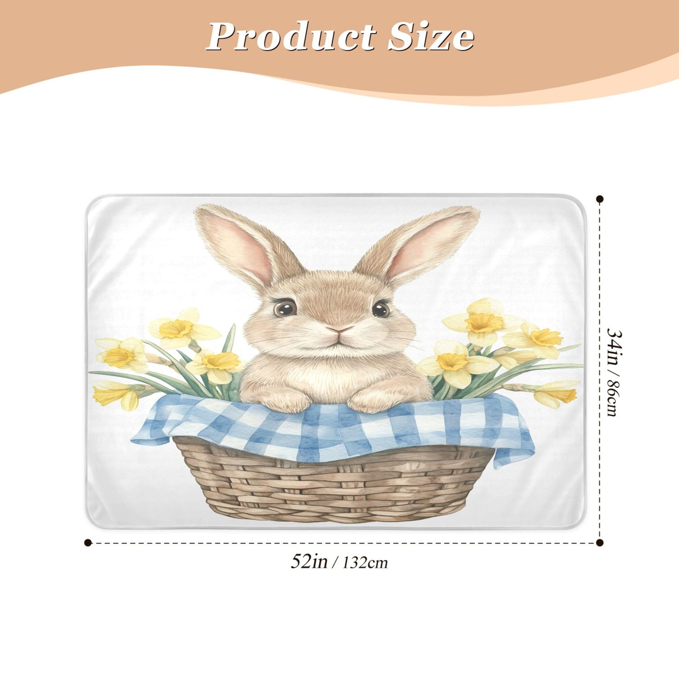 Takiito Bunny Flower Bed Pad Reusable Bed Underpad Washable Waterproof Leak-Proof Quick Dry Incontinence Pee Pad for Toddlers Kids Adults Pets 34x52 in