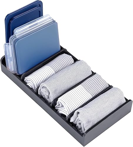 Miniatura 9 de Toalla de cocina de bambú y organizador de almacenamiento de alimentos, perfecto para cajones de cocina, armarios, despensa, 5 insertos de pared