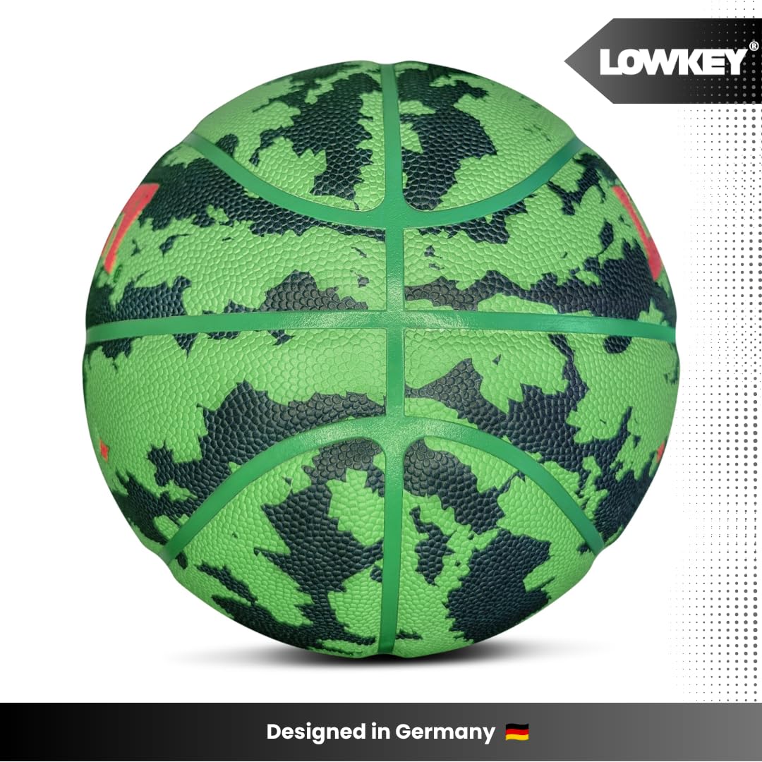 Lowkey Balón de Baloncesto para Interior y Exterior, Talla 7 | Balón de diseño | Balón con Revestimiento Antideslizante y Agarre Premium en diseños Melon, Moon y Ice Pop