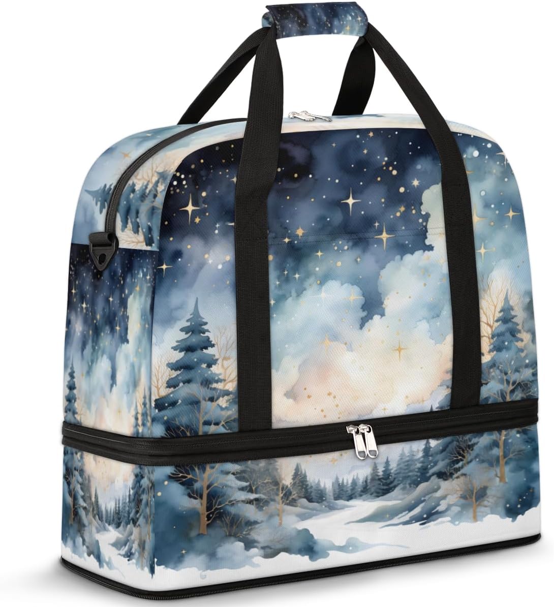 QsirBC Trees Plants Pattern Gym Bag for Women Duffle Tote with Shoes Compartment Men Weekender Duffel for Dance Travel Sports Swimming Overnight