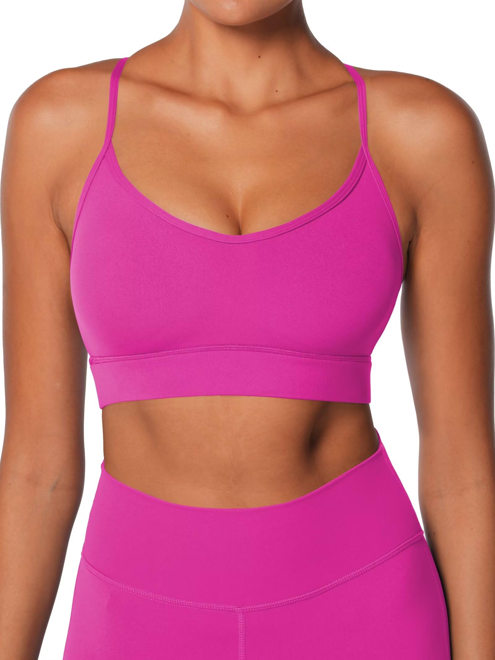 Sunzel Sports Bra for Women, Criss-Cross Open Back Adjustable Strappy Bras, Workout Gym Padded Yoga Bra with Removable Pads