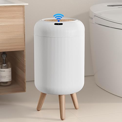 Miniatura 11 de Cubo de Basura de Baño Automático Sin Contacto, Bote de Basura Inteligente con Sensor de Movimiento de 3 Galones y Tapa Eléctrico, Mini Cubo de