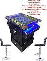 Vista 3 de Tamaño completo de grado comercial Riser Combo Cocktail Arcade Machine 2 jugadores Retro 412 juegos 22 pulgadas pantalla LCD vidrio templado 2