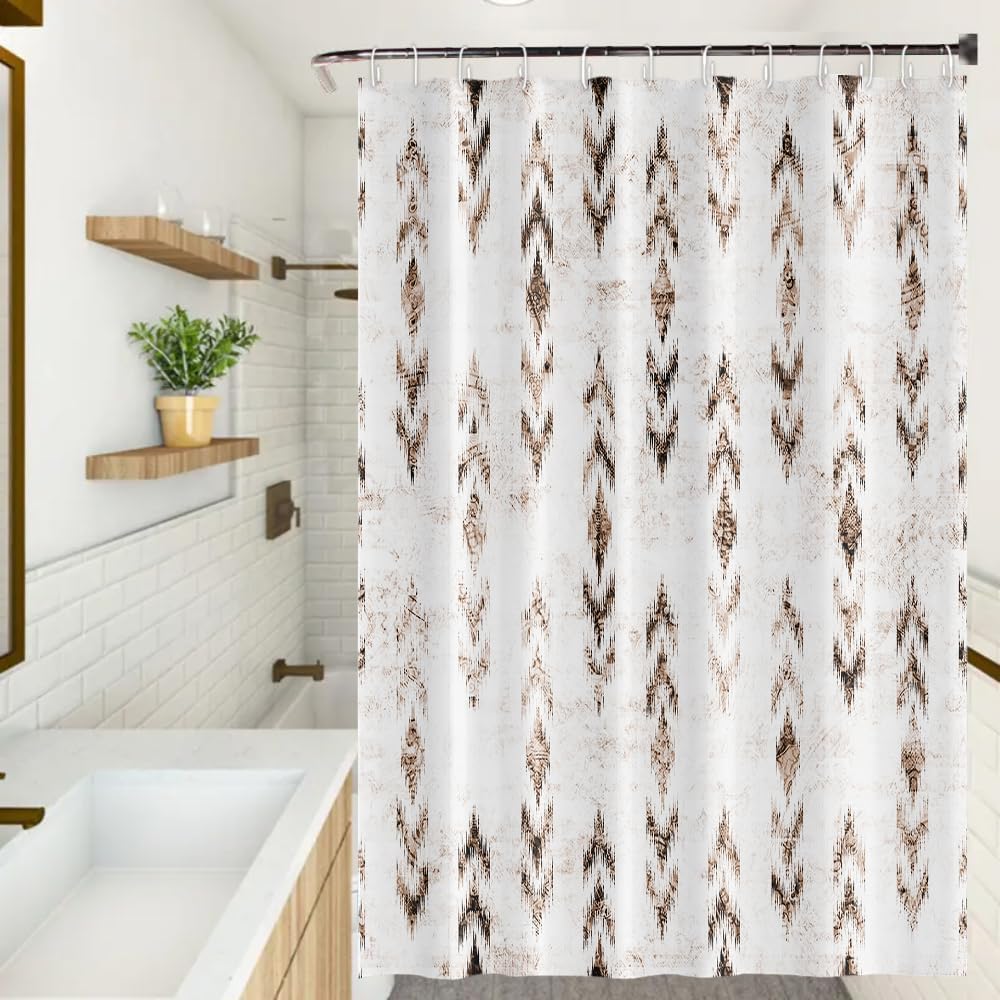 Abstract Shower Curtain Grunge Rustic Black Brown Blurry Arrow Pattern Shower Curtains for Modern Farmhouse Bathroom Waterproof Fabric Decor Set with Hooks, 72W x 78H Inch
