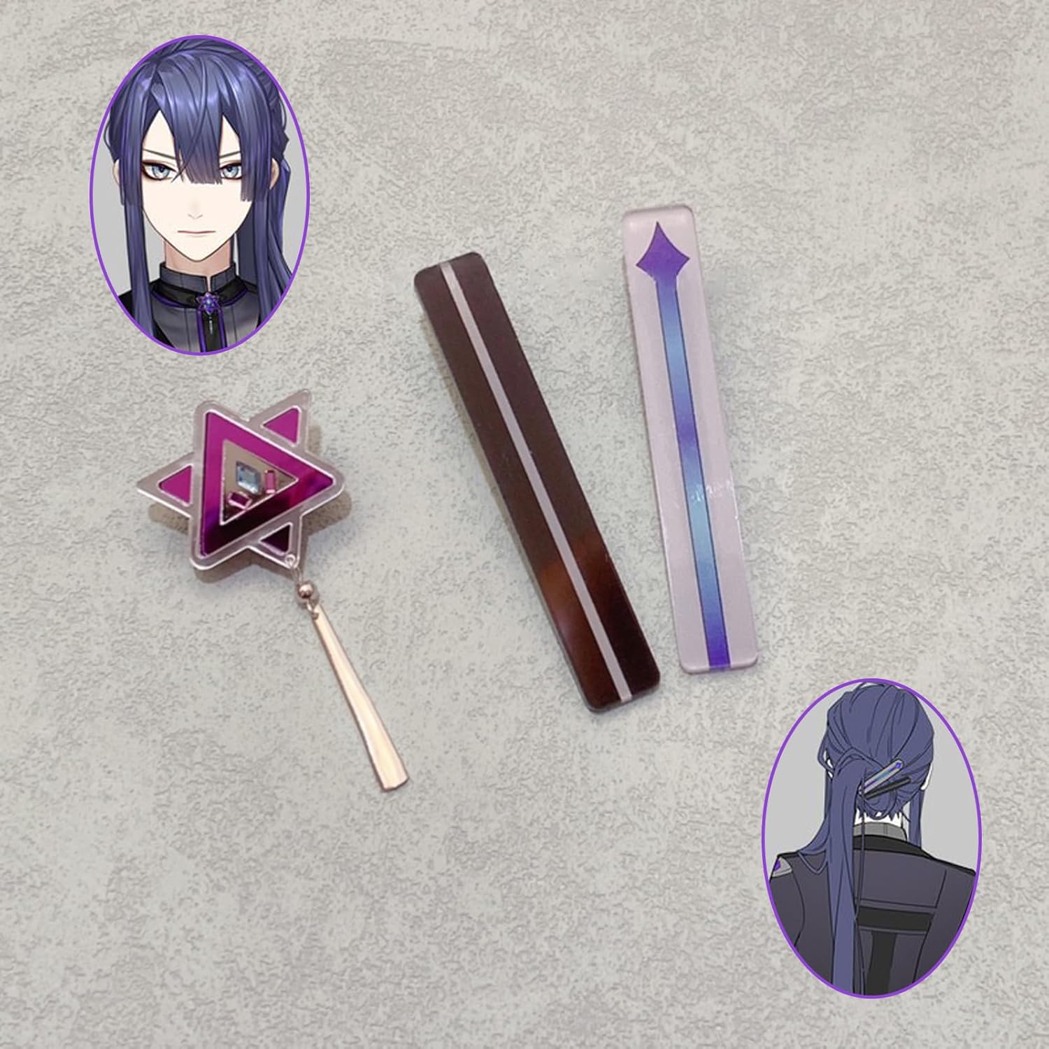 コスプレ道具 小物 VTuber 長尾景 ブローチ ヘアピン 髪飾り アクセサリー セット ながおけい Nagao Kei cosp