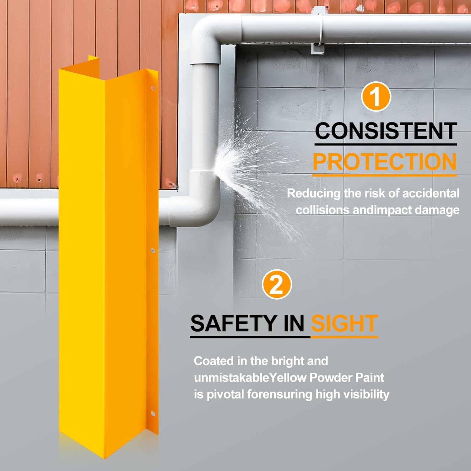 Zonon Pipe and Downspout Protector Carbon Steel Downspout Guard 39"h x 9"w x 6"d, Yellow