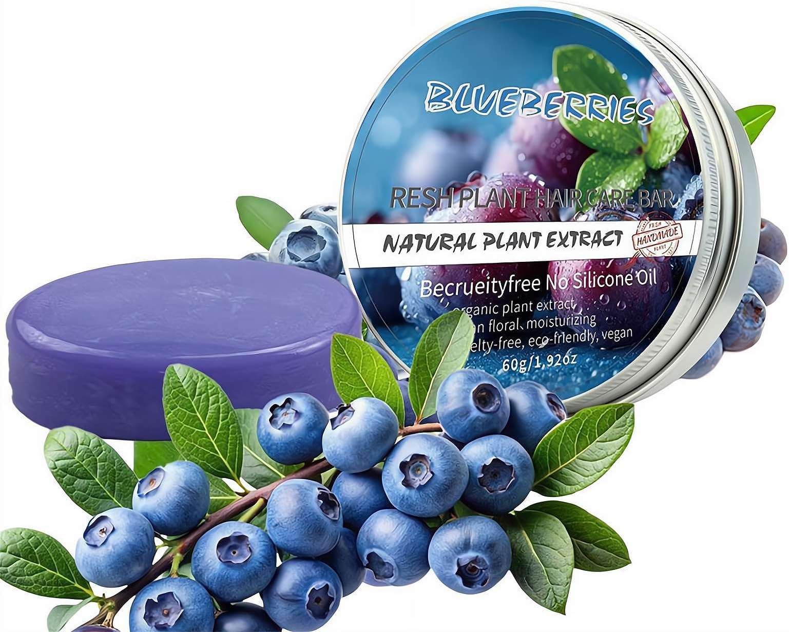 Blueberry Fields Shampoo & Conditioner - Blueberry Fields Shampoo & Conditioner Bundle for Soft, Nourished Hair, Sulfate-Free Daily Care Set with Natural Berry Extracts (Conditioner bar)