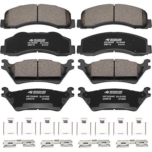 Ceramic Front and Rear Brake Pads Compatible with 2012-2014 Ford F-150 (with 6 Lugs or 7 Lugs Rotors),Compatible with 2015-2020 Ford F-150 (Models with Manual Parking Brake), D1414+D1602