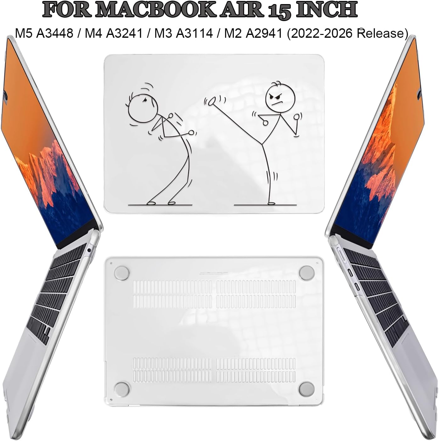 Cute Stick Figure Pattern Case for MacBook Air 15 Inch M5 M4 M3 M2 image 3