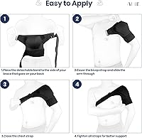 Vista 5 de Soporte de hombro para recuperación de hombres y mujeres, soporte de hombro ajustable para manguito rotador, alivio del dolor en las articulaciones