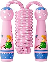 Vista 9 de Cuerda de saltar para niños, cuerda de saltar trenzada de algodón ajustable con mango de madera para niños pequeños, fitness, entrenamiento