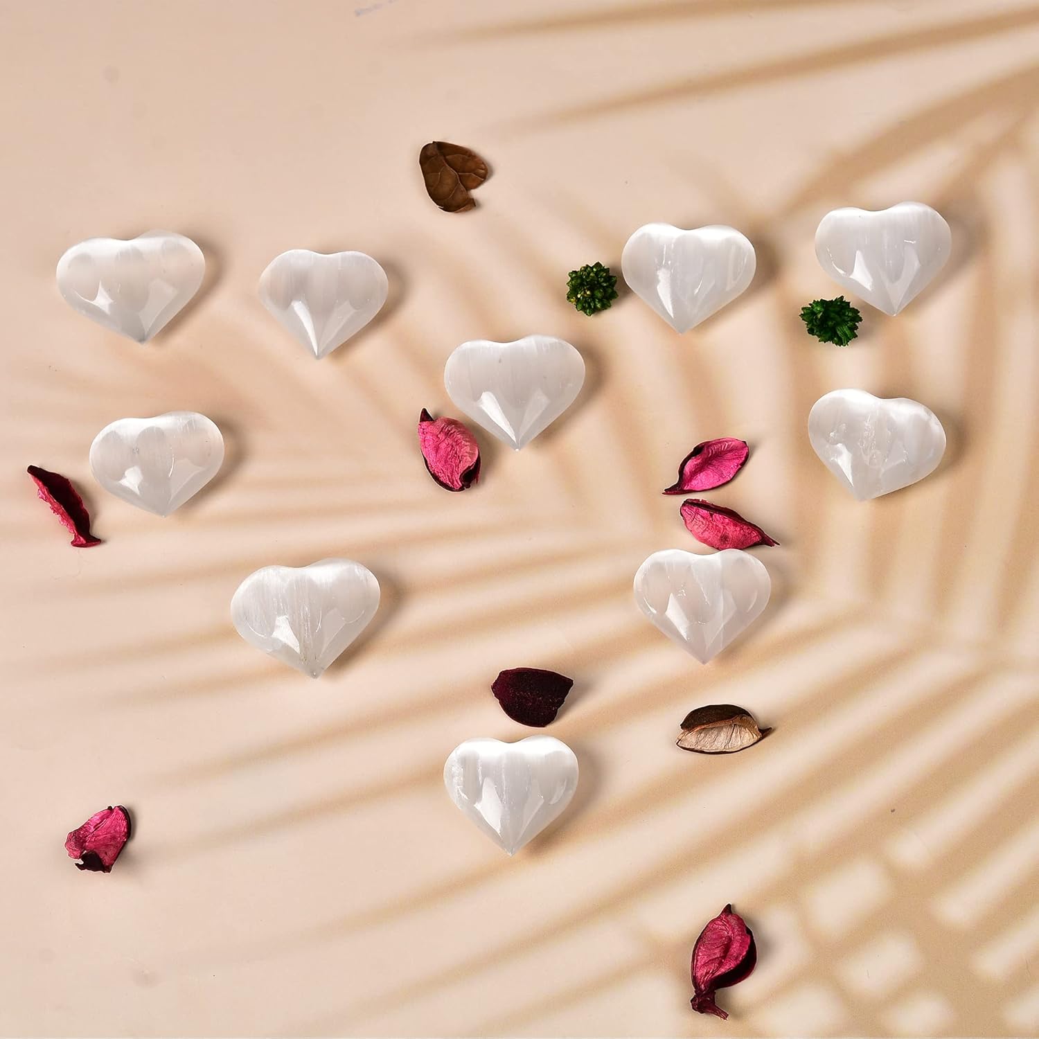 JIC Gem 1.4-1.6" Natural Unique White Selenite Heart Stone Healing Crystal Heart Rock Engraved Heart Decoration Heart Shape Crystal Set of 10 Wholesale Frome Morocco